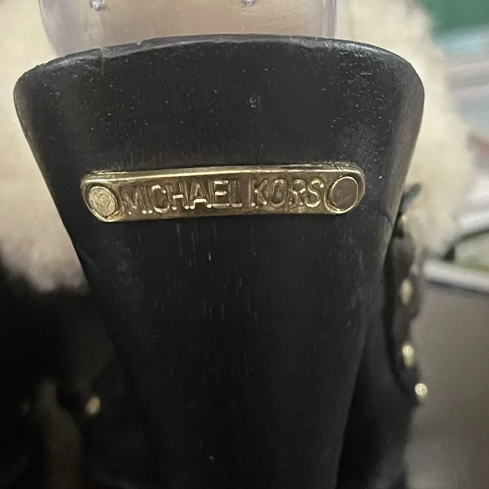 Michael Kors Women’s Black Leather Clogs Mule Slip On Platform Heels Size 9